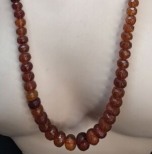Vintage Amber Tone Faceted Graduated Bead Necklace Boho
